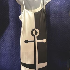 Black and white yin and yang anchor summer dress/bathing suit coverup.